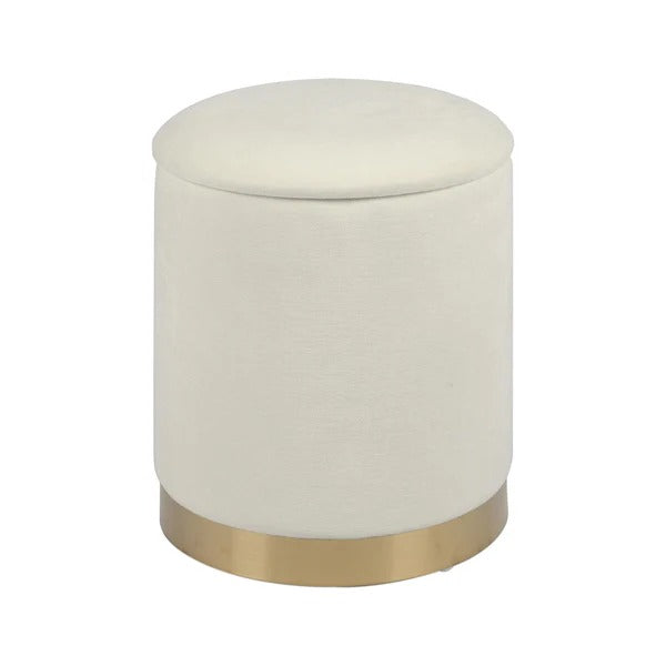 Zoe Cream Chenille Storage Ottoman