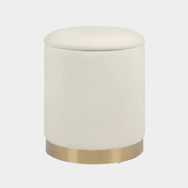 Zoe Cream Chenille Storage Ottoman