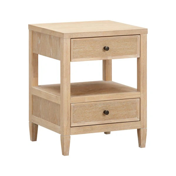 Bristol Park Whitewashed Oak Wood Open Nightstand
