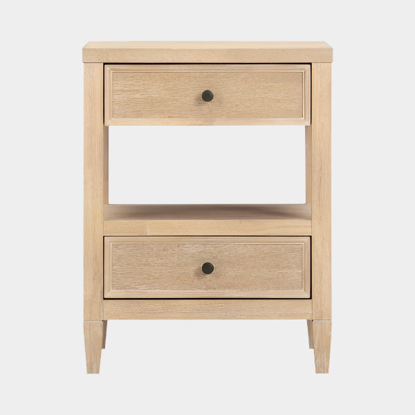 Bristol Park Whitewashed Oak Wood Open Nightstand