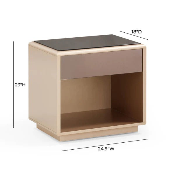 Martha Taupe Mirrored Nightstand