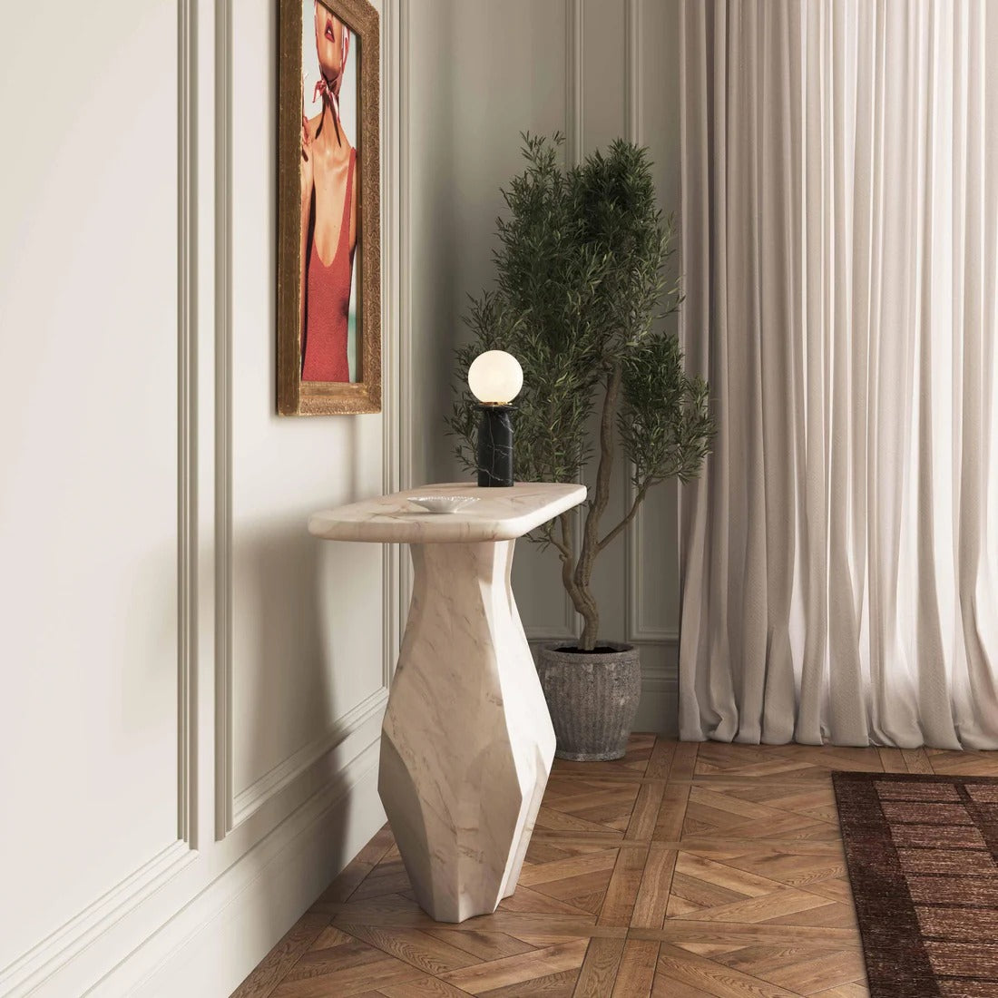 Esme Faux Marble Indoor / Outdoor Long Console Table