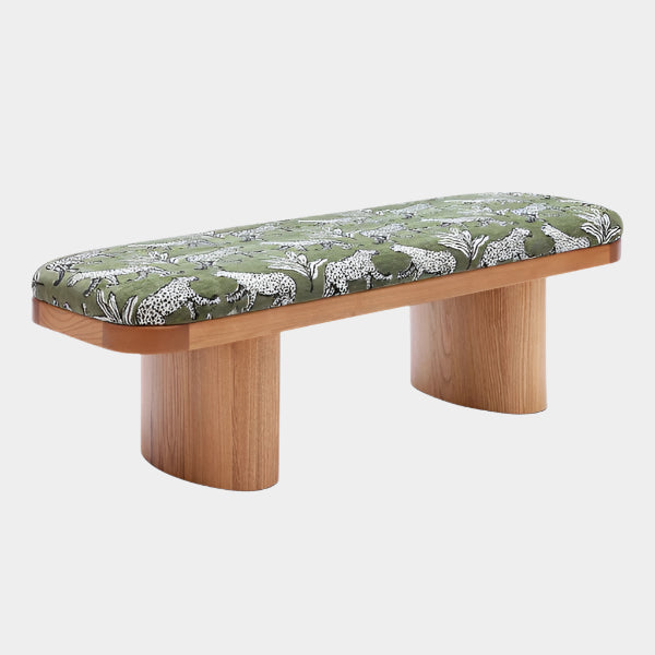 Ollie Olive Green Leopard Jacquard Bench