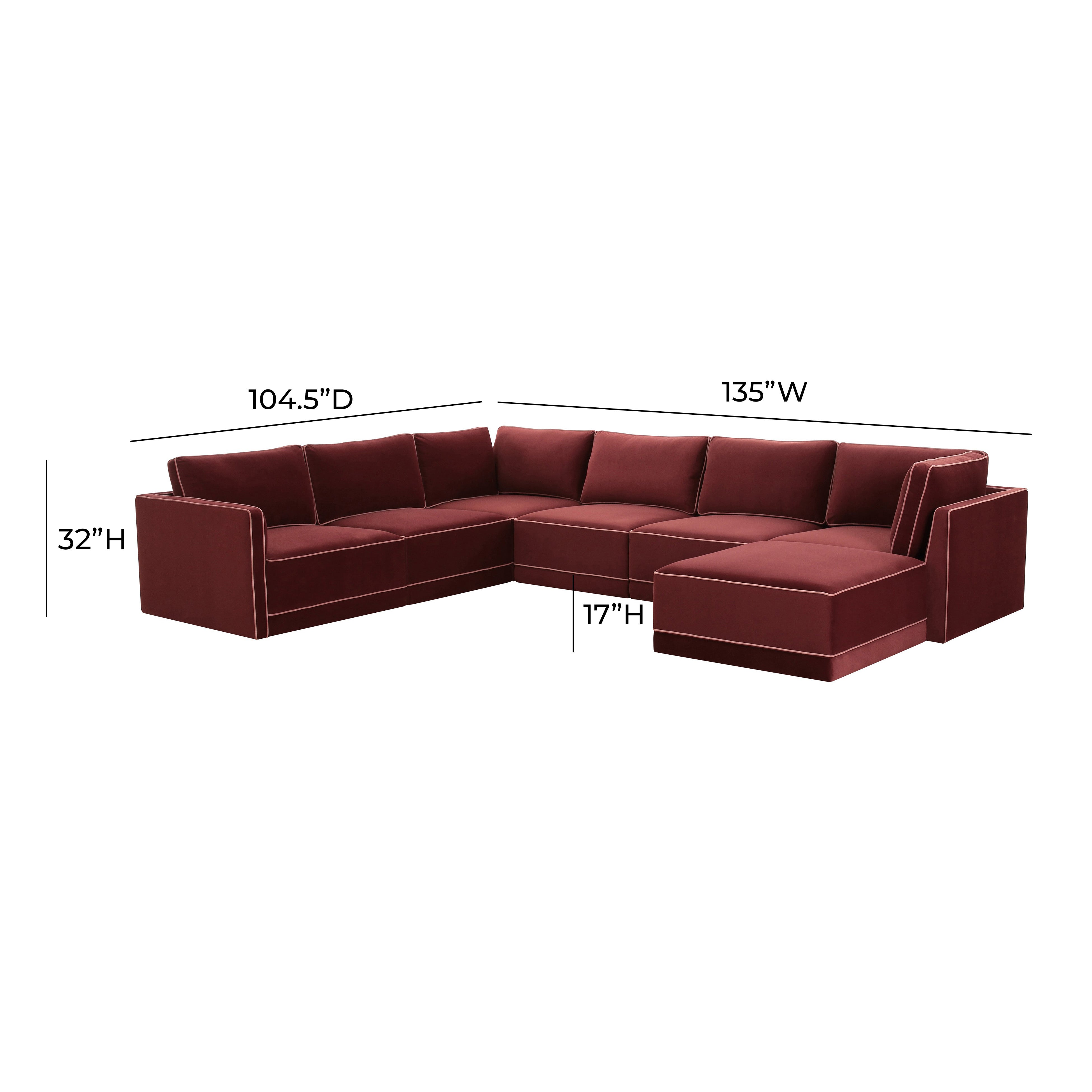 Willow 5-Piece Performance Velvet Modular Right Facing Sectional