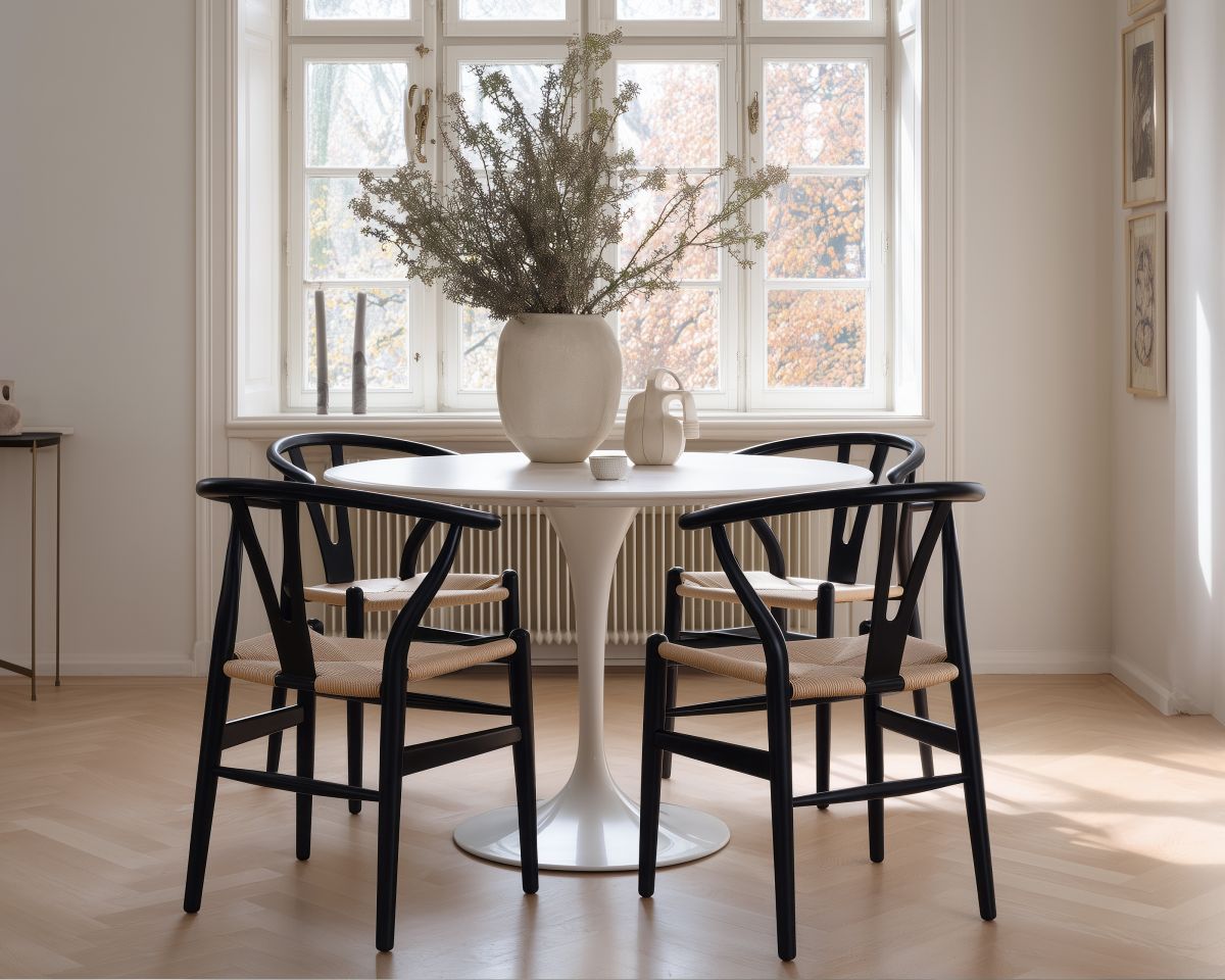 Tulip Table Round - Carrara White Marble