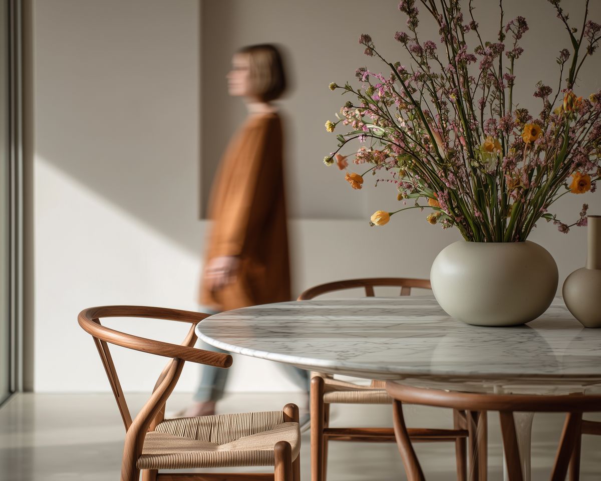 Tulip Table Round - Carrara White Marble