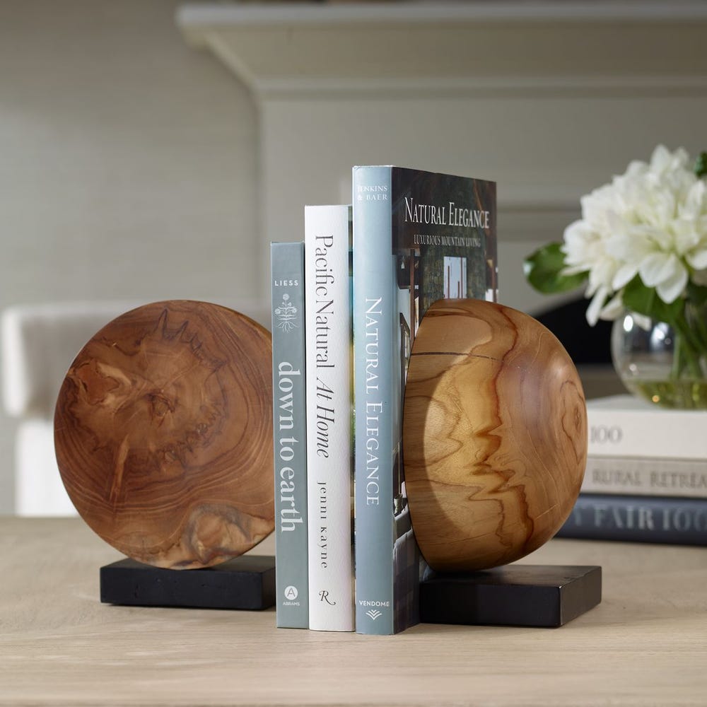 Teak and Noir Bookends, S/2