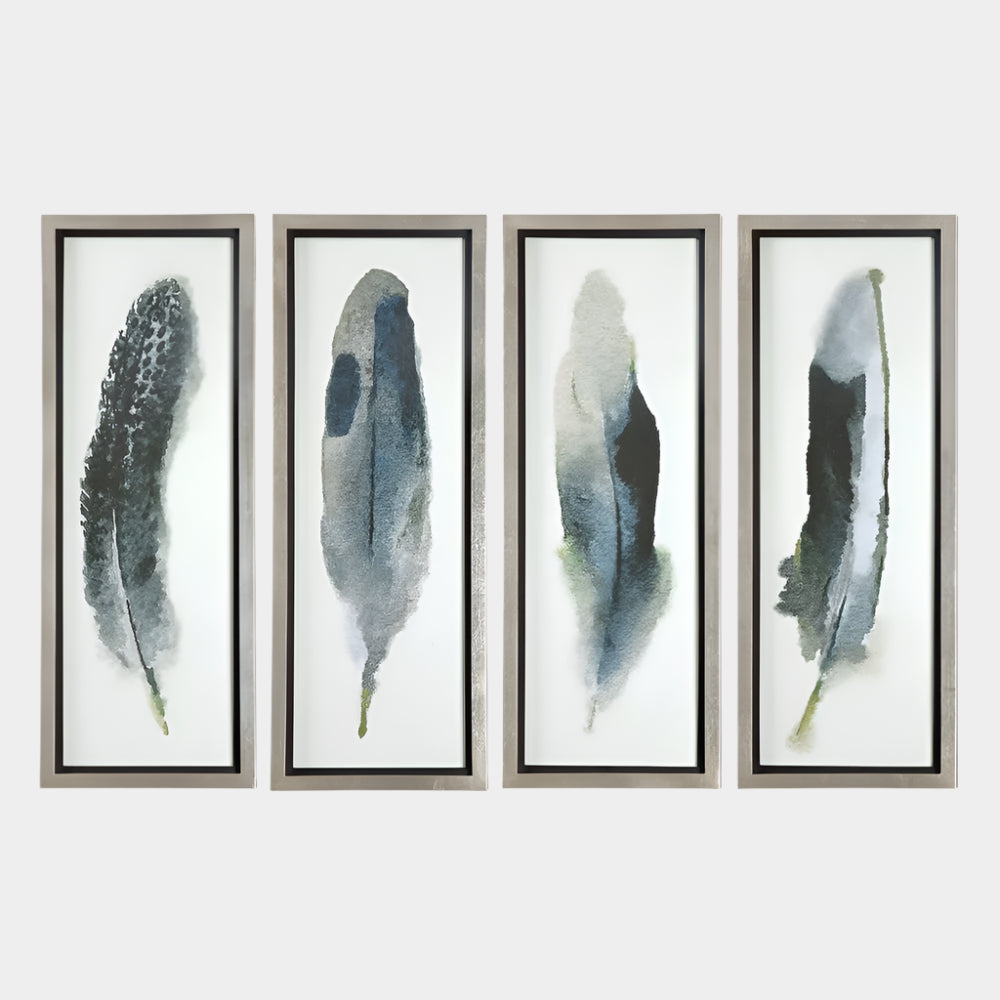 Feathered Beauty Framed Prints, S/4