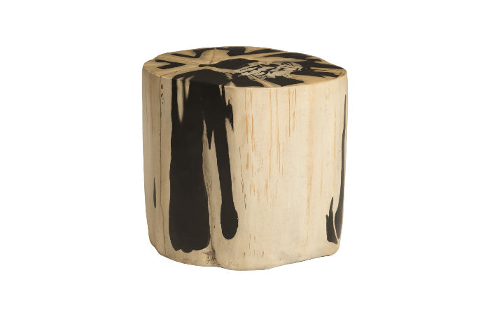Cast Petrified Wood Stool - Beige Round