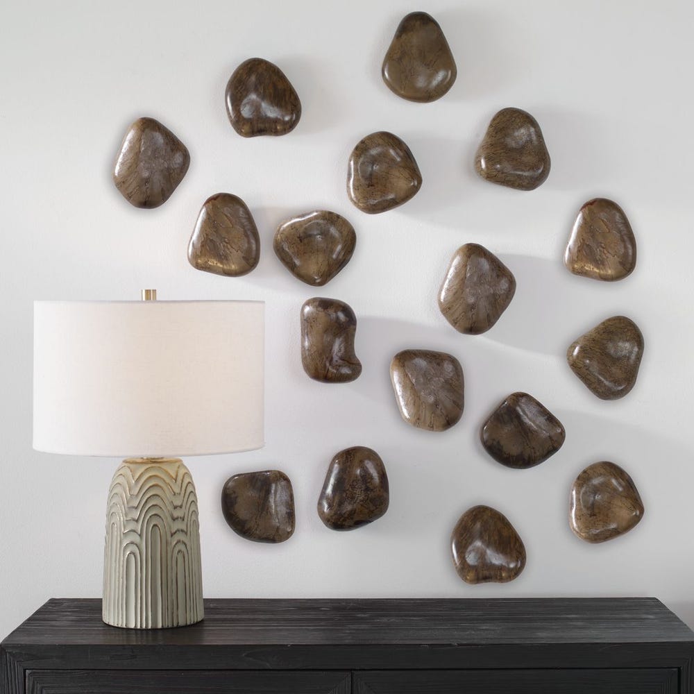Pebbles Wood Wall Decor, S/9