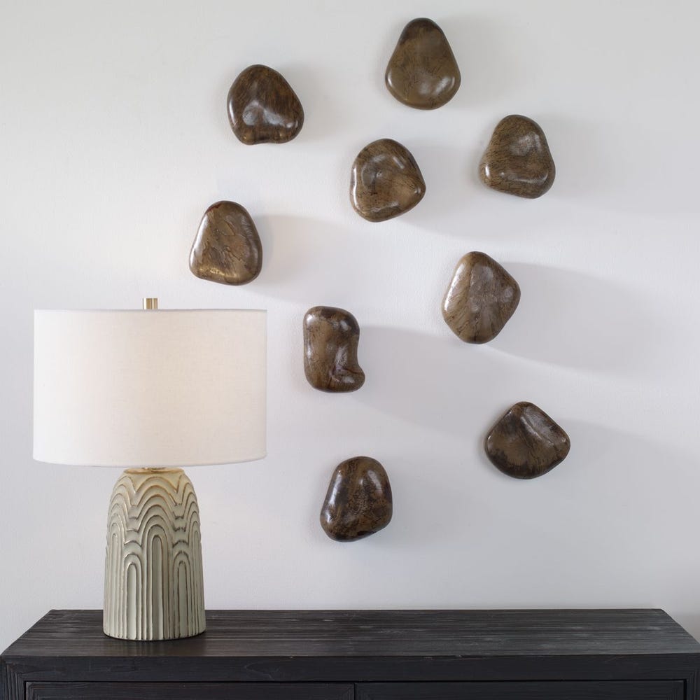 Pebbles Wood Wall Decor, S/9