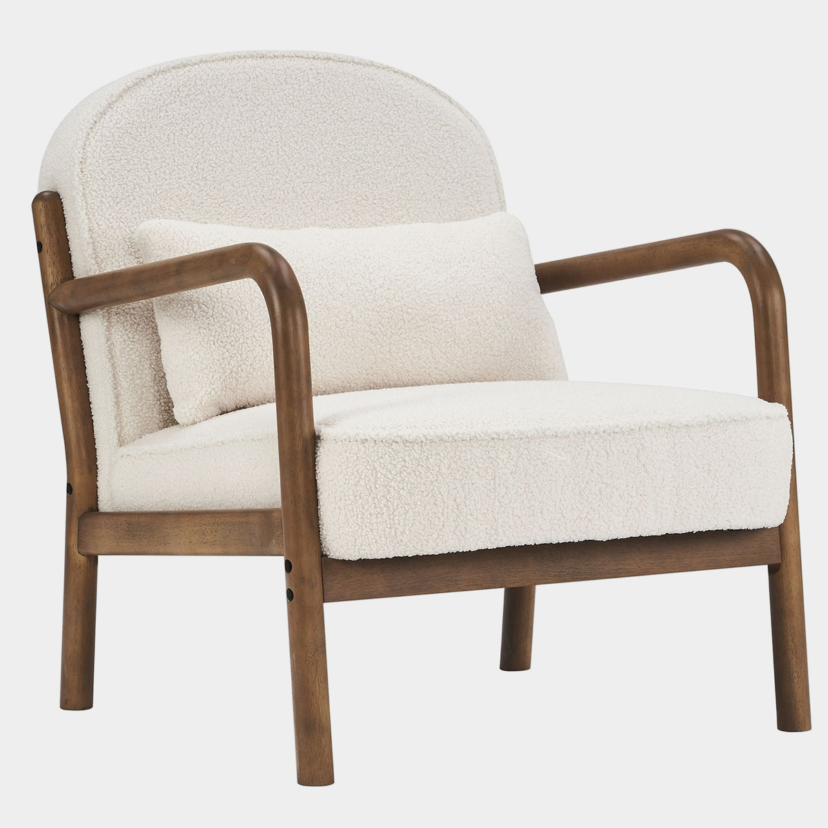 Fani Accent Chair - Fabric White Boucle Walnut