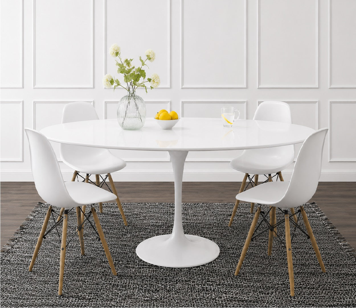 White Lacquer Oval Tulip Dining Table