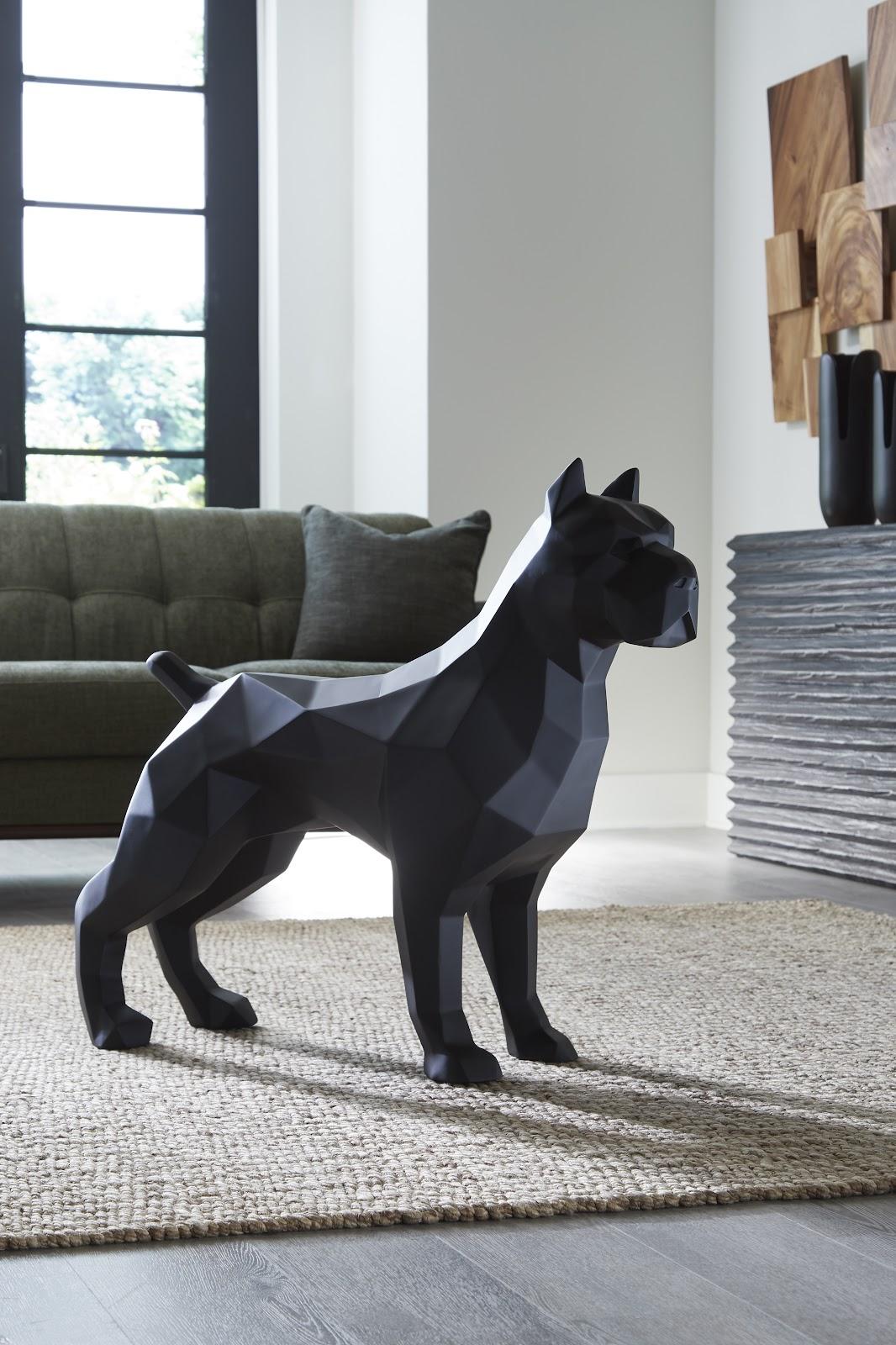 Pitbull Facet Sculpture, Matte Black