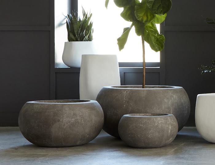Rounded Planter, Large, Gray