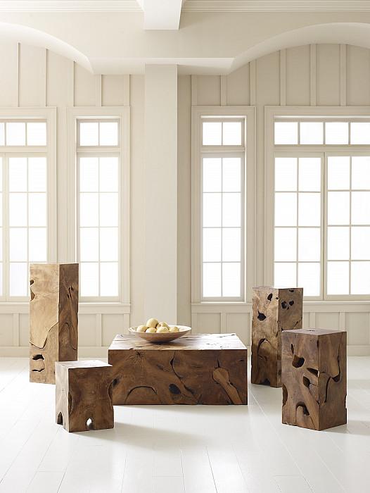 Teak Slice Pedestal, Square, LG