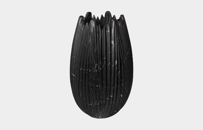 Marble Cocoon Vase, Black, Large