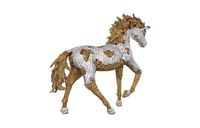 Sculpture de cheval Mustang blindé, galopant