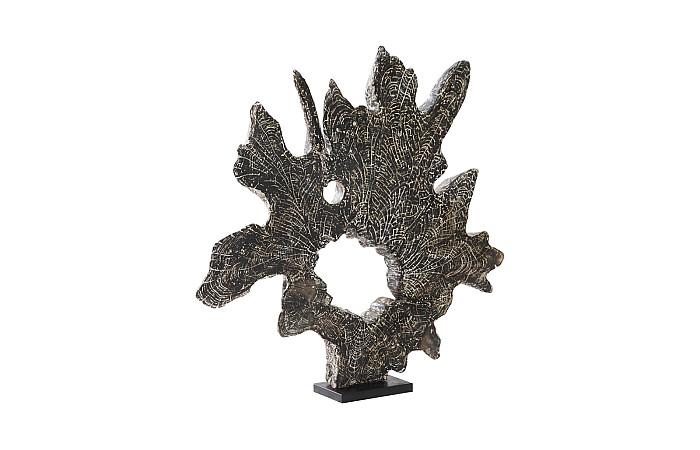 Teak Sculpture on Stand, Black Wash