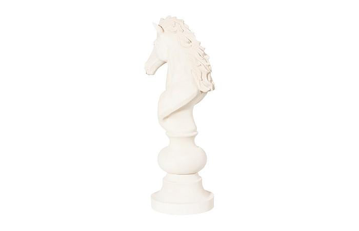 Knight Chess Sculpture, Cast Stone White