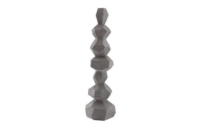 Faceted Rock Column Sculpture, Gray