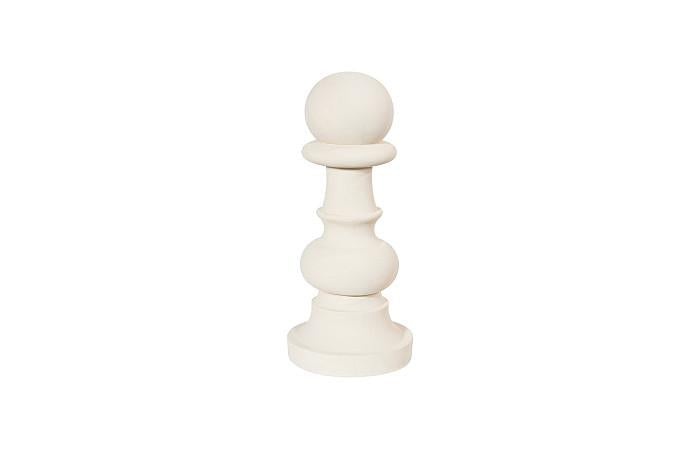 Pawn Chess Sculpture, Cast Stone White