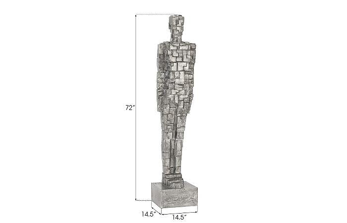 Puzzle Man Sculpture, Black/Silver, Aluminum