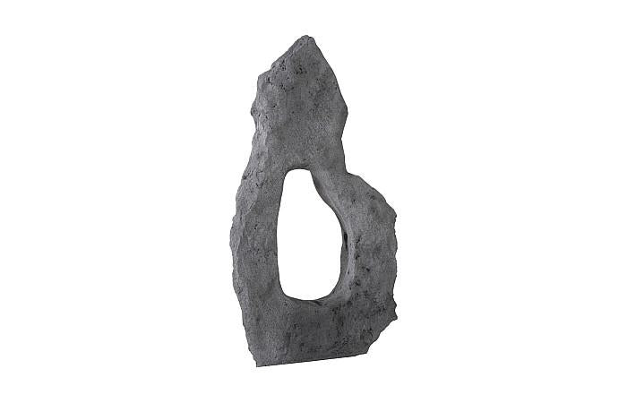 Colossal Cast Stone Sculpture, Single Hole, Charcoal Stone