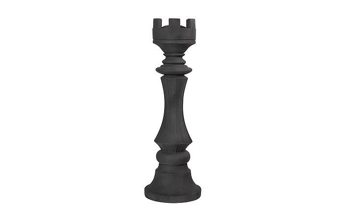 Sculpture d'échecs Rook, pierre moulée noire