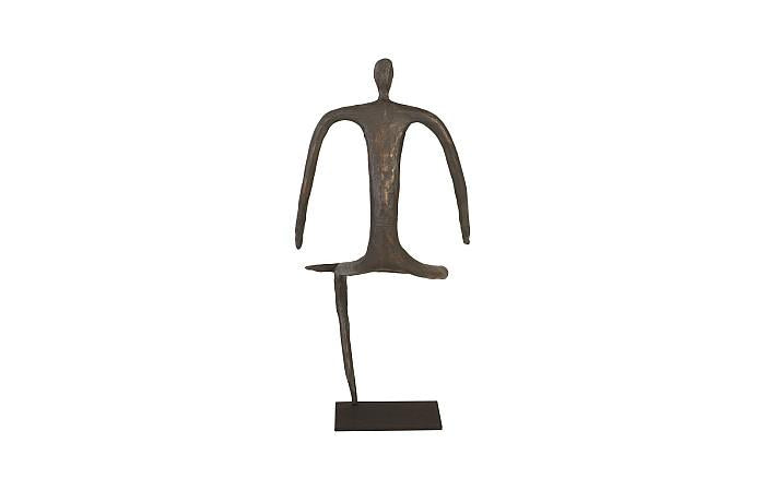 Abstract Figure on Metal Base, Bronze Finish, Leg Folded