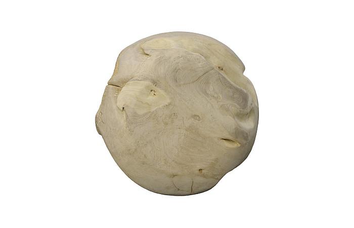 Teak Wood Ball Sculpture, Bleached