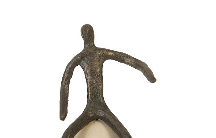 Abstract Figure on Bleached Wood Base, Bronze Finish, Left Arm Down