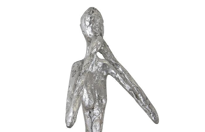 Speak No Evil Slender Sculpture, Small, Resin, Silver Leaf