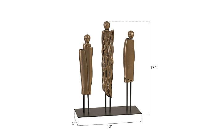 Robed Monk Trio Sculpture, Resin, Bronze Finish