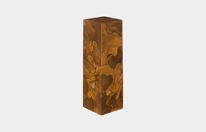 Teak Slice Pedestal, Square, LG