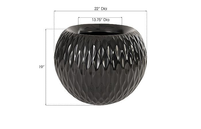 Ripple Planter, Gel Coat Black