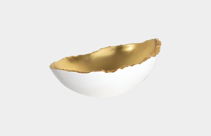 Broken Egg Bowl, White and Gold Leaf