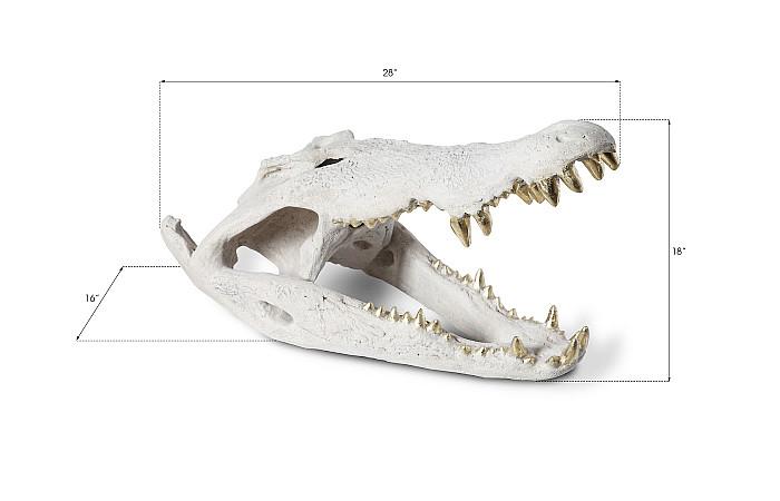 Crocodile Skull, Roman Stone, Gold Leaf