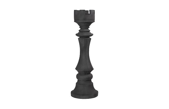 Sculpture d'échecs Rook, pierre moulée noire