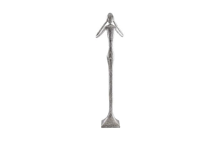 Hear No Evil Skinny Sculpture, Silver Leaf, LG