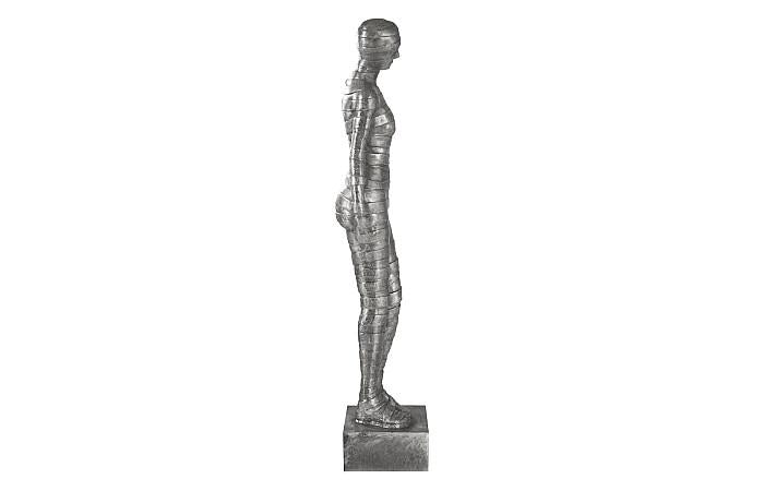 Ribboned Woman Leaning Left, Black/Silver, Aluminum