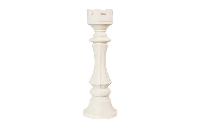 Rook Chess Sculpture, Cast Stone White