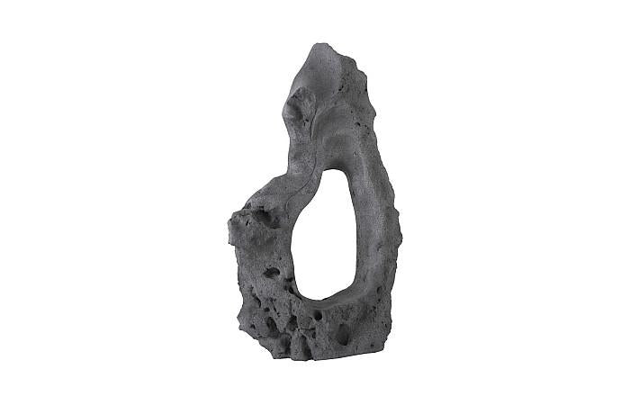 Colossal Cast Stone Sculpture, Single Hole, Charcoal Stone