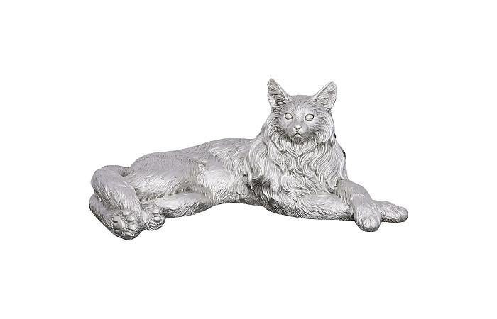 Cat Sculpture, Silver Leaf