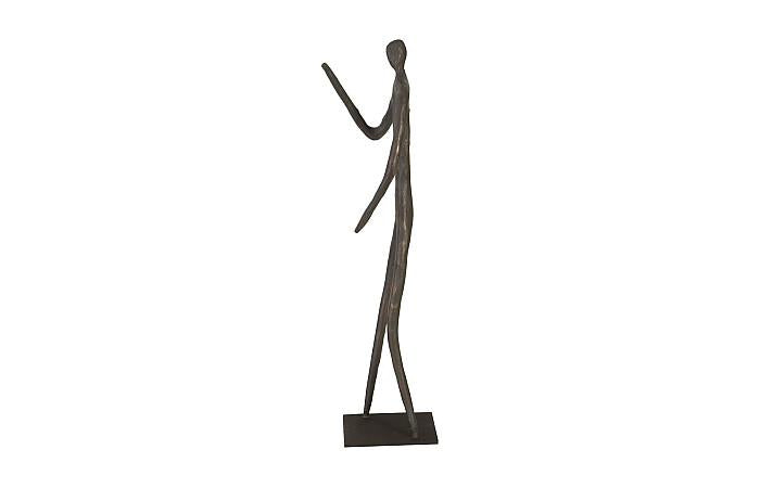 Figure abstraite sur socle en métal, finition bronze, coude plié