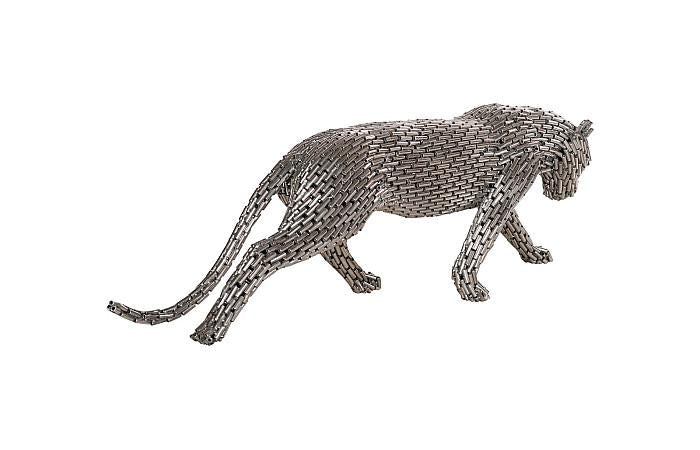 Panther Pipe Sculpture, Walking, Stainless Steel, Small