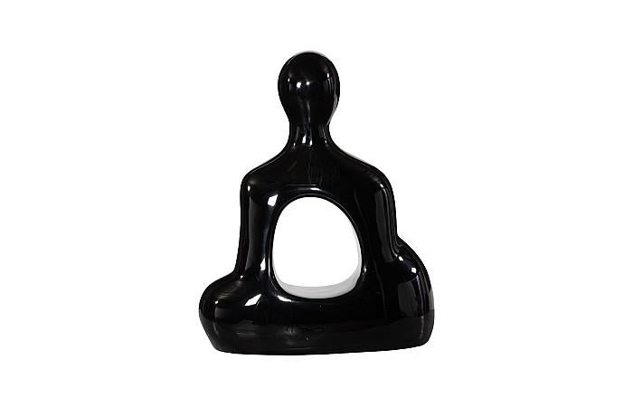 Buddha Seated Sculpture, Gel Coat Black