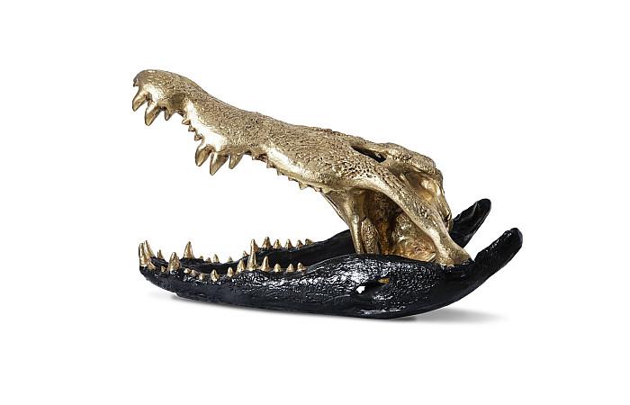 Crocodile Skull, Black/Gold Leaf