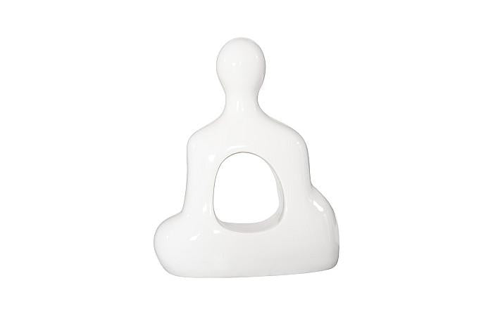 Buddha Seated Sculpture, Gel Coat White