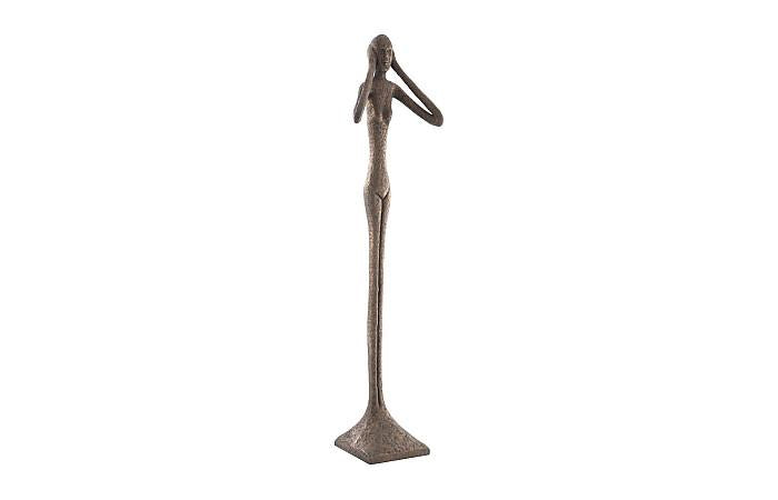 Hear No Evil Slender Sculpture, Large, Resin, Bronze Finish